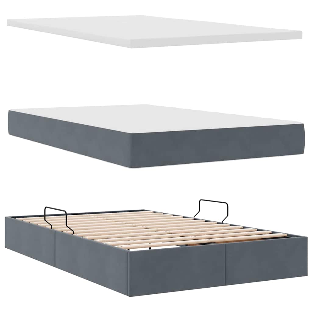 Letto con contenitore e materasso Grigio scuro 120 x 200 cm | homemem39