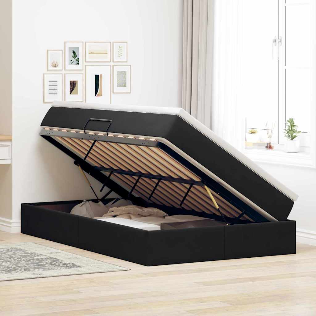 Letto con contenitore e materasso Nero 120 x 200 cm Velluto | homemem39