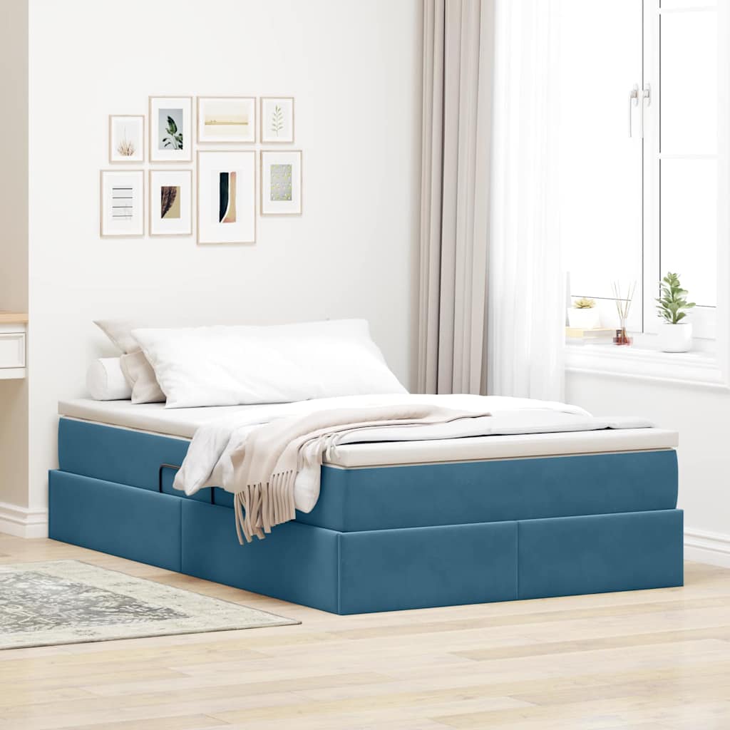 Letto con contenitore e materasso Blu Scuro 120 x 200 cm | homemem39