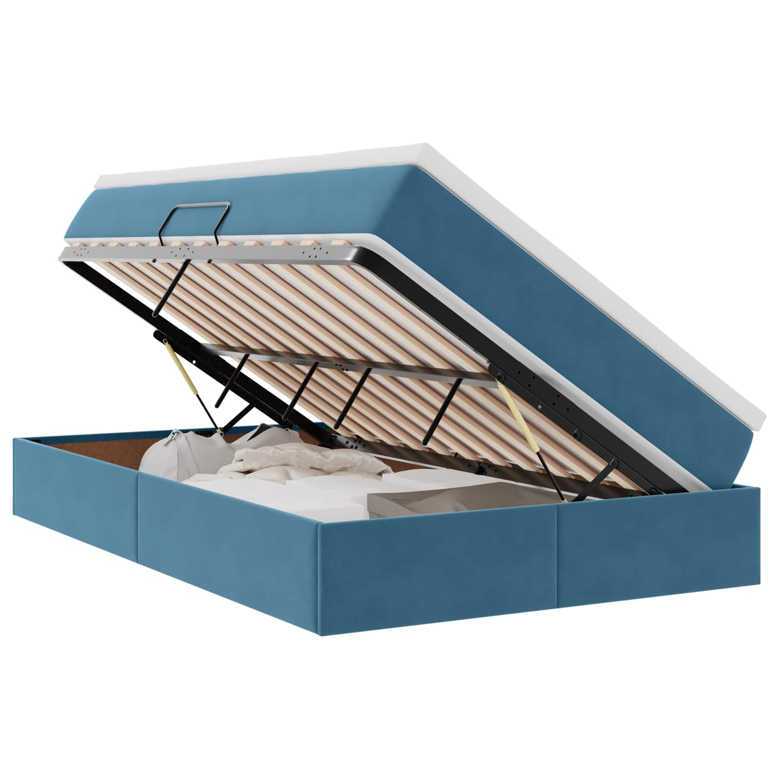 Letto con contenitore e materasso Blu Scuro 120 x 200 cm | homemem39
