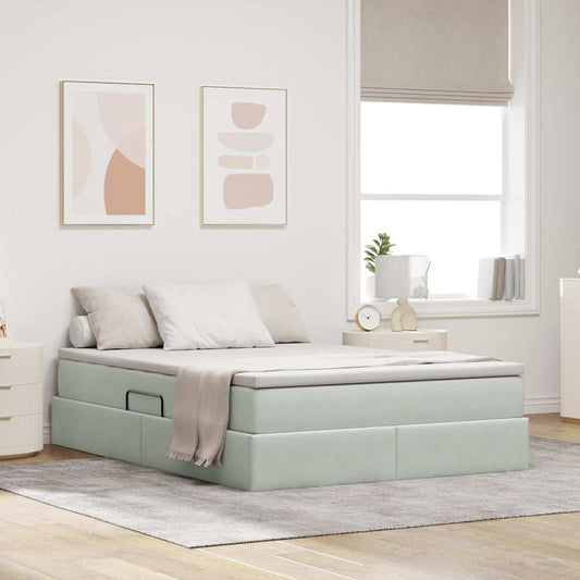 Letto con contenitore e materasso Grigio chiaro 140 x 190 cm | homemem39