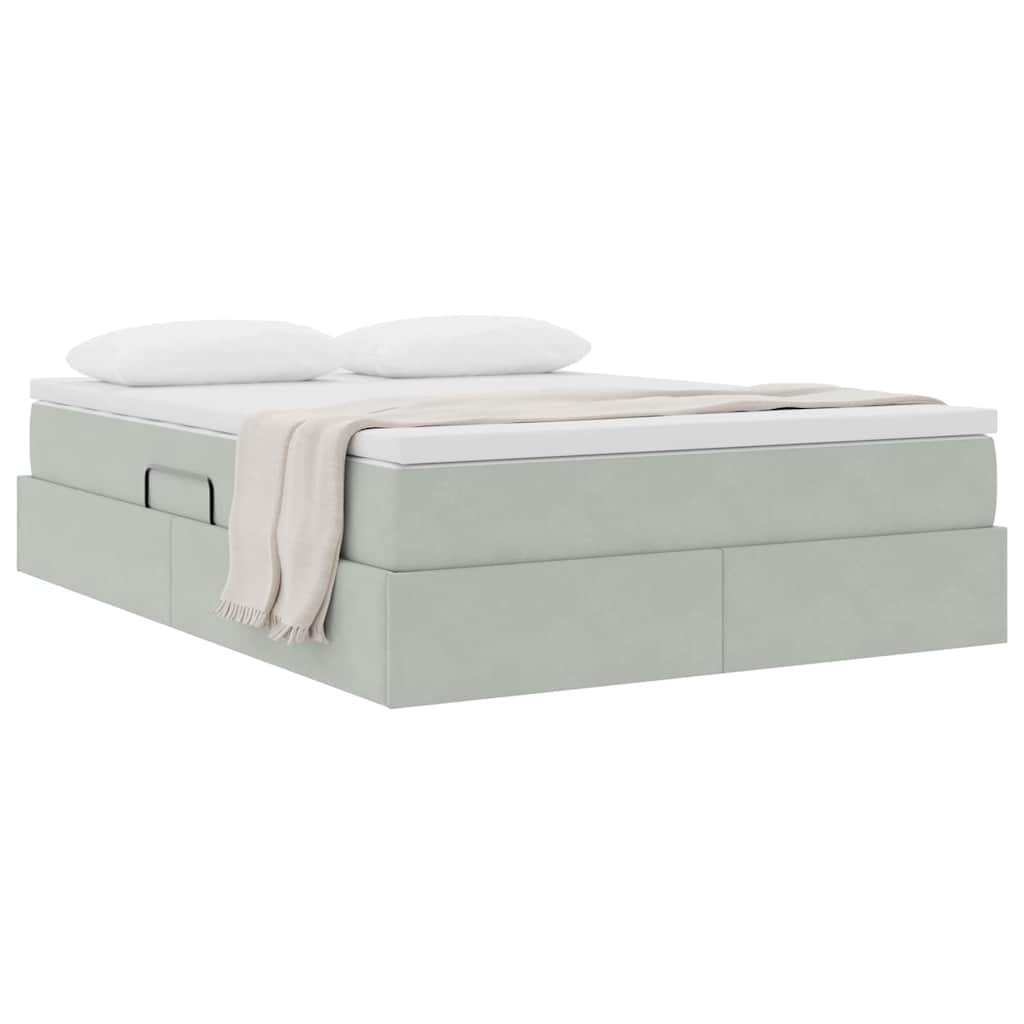 Letto con contenitore e materasso Grigio chiaro 140 x 190 cm | homemem39