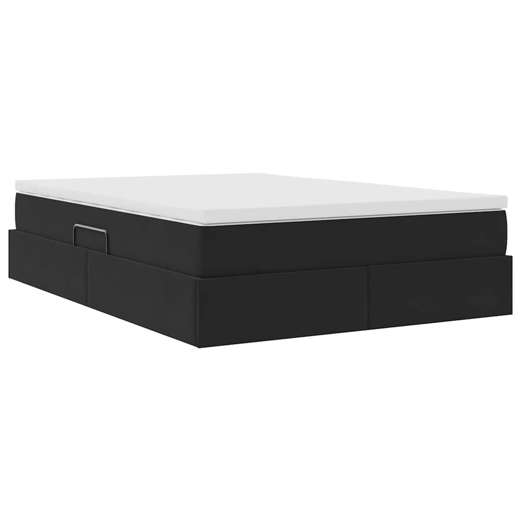Letto con contenitore e materasso Nero 140 x 190 cm Velluto | homemem39