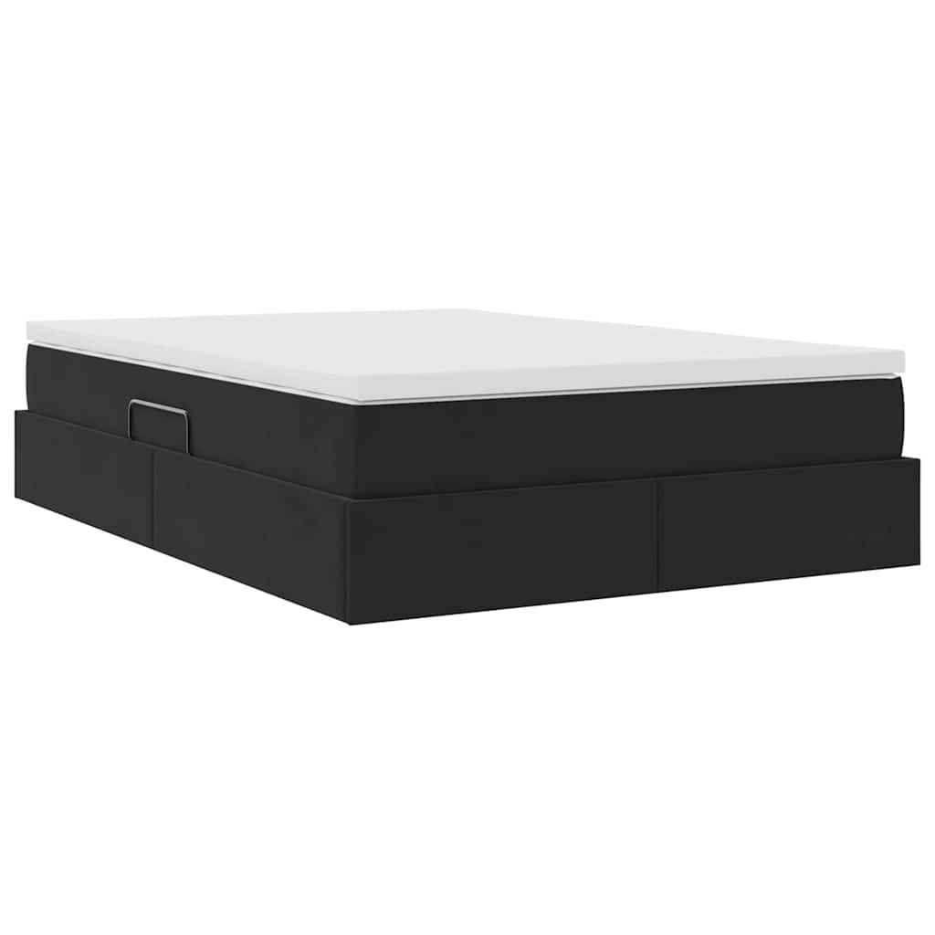 Letto con contenitore e materasso Nero 140 x 190 cm Velluto | homemem39