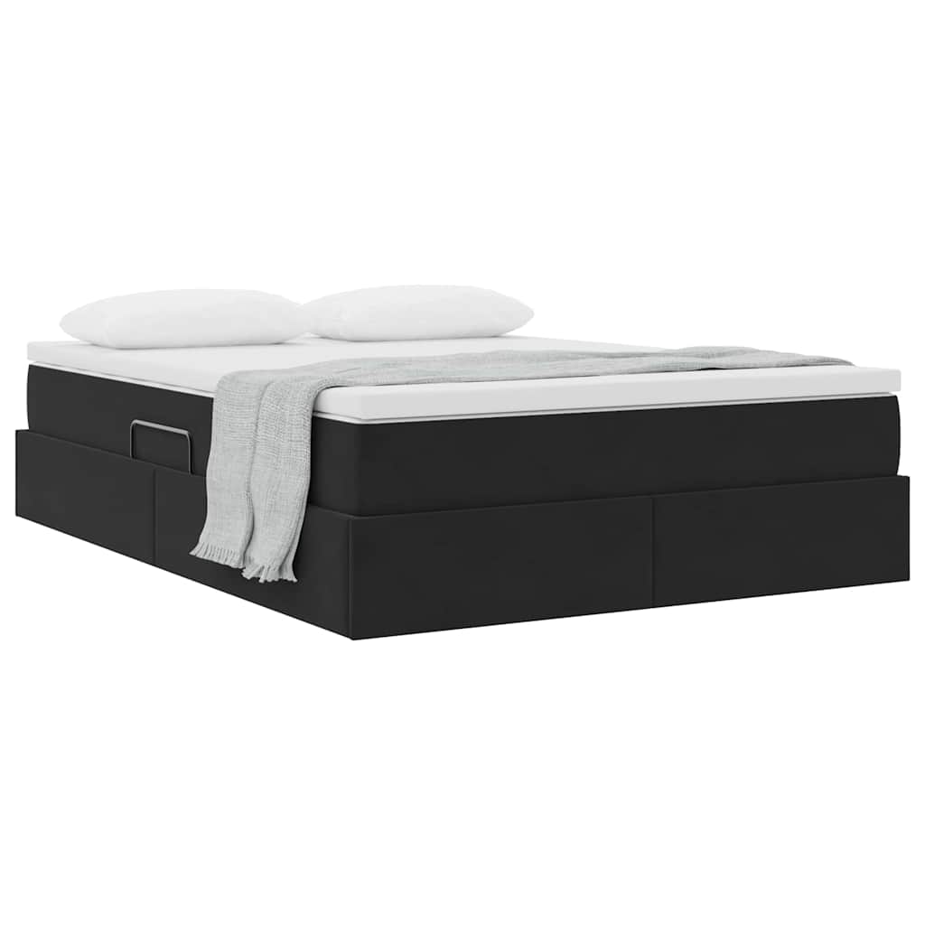 Letto con contenitore e materasso Nero 140 x 190 cm Velluto | homemem39