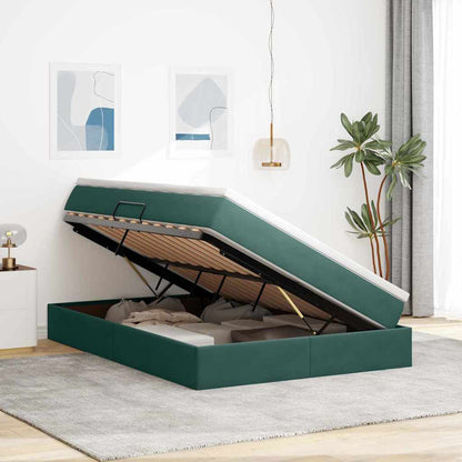 Letto con contenitore e materasso Verde Scuro 140 x 190 cm | homemem39