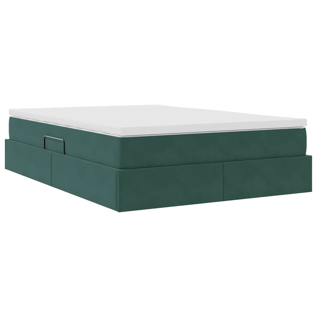 Letto con contenitore e materasso Verde Scuro 140 x 190 cm | homemem39