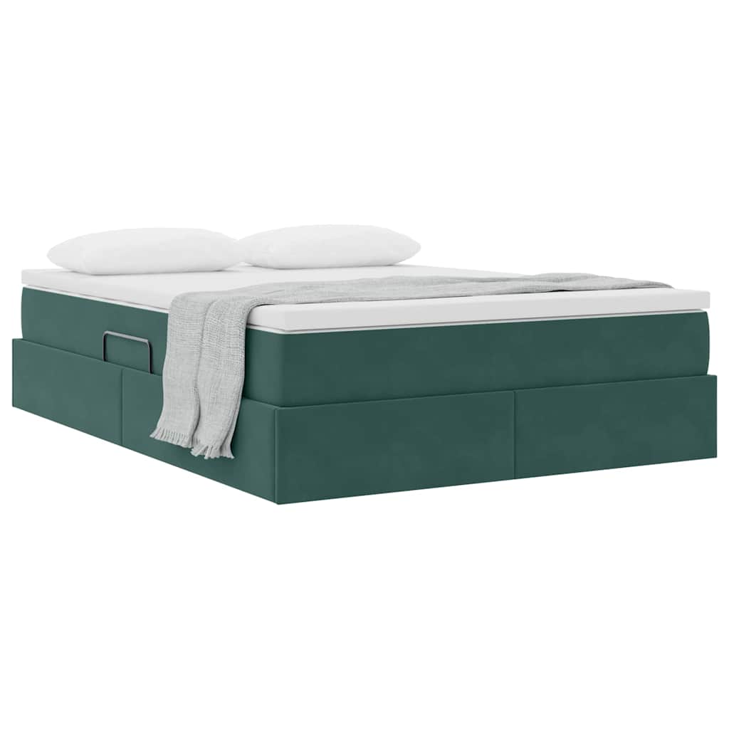 Letto con contenitore e materasso Verde Scuro 140 x 190 cm | homemem39