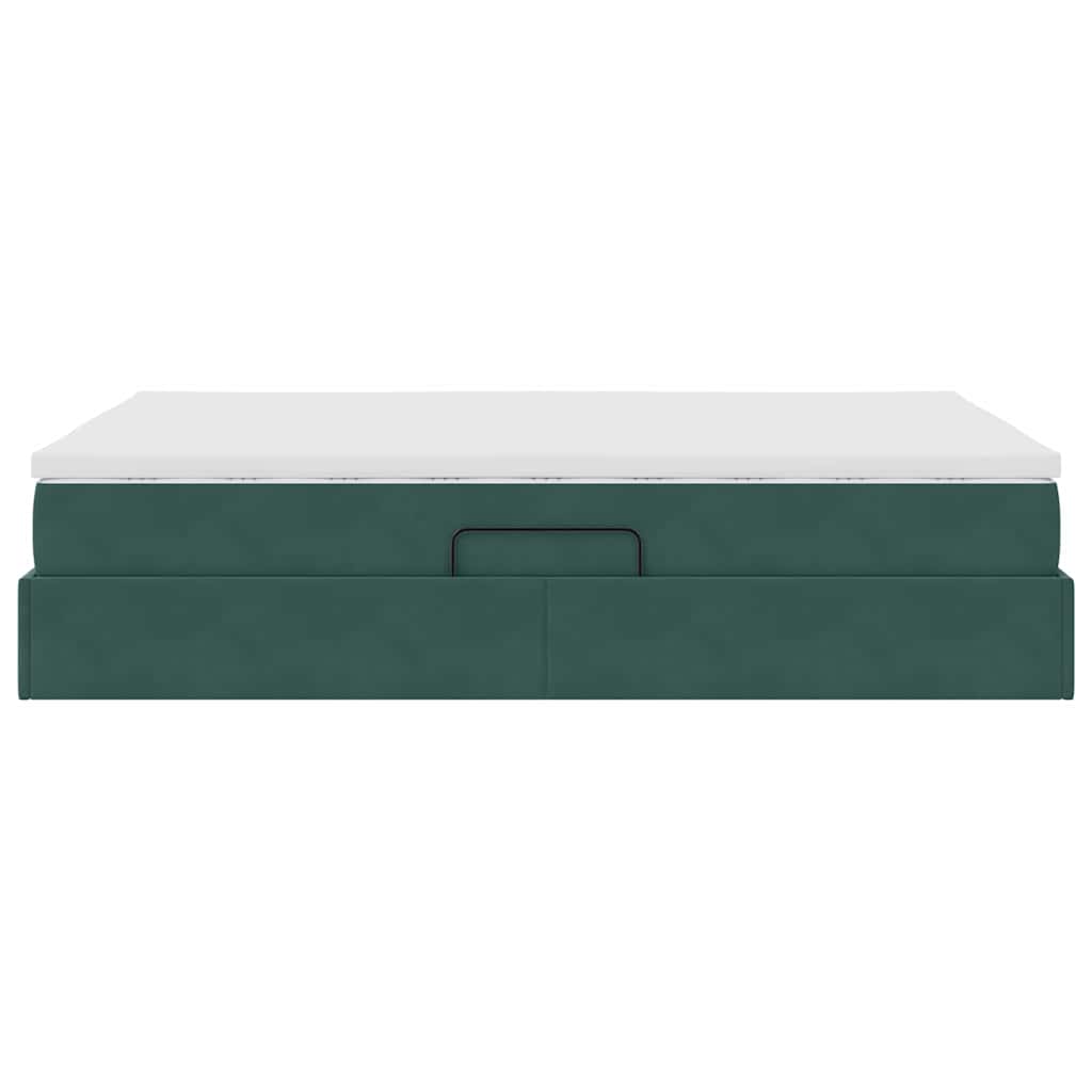 Letto con contenitore e materasso Verde Scuro 140 x 190 cm | homemem39