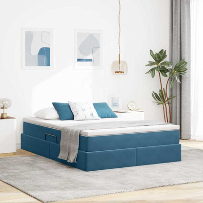 Letto con contenitore e materasso Blu Scuro 140 x 190 cm | homemem39