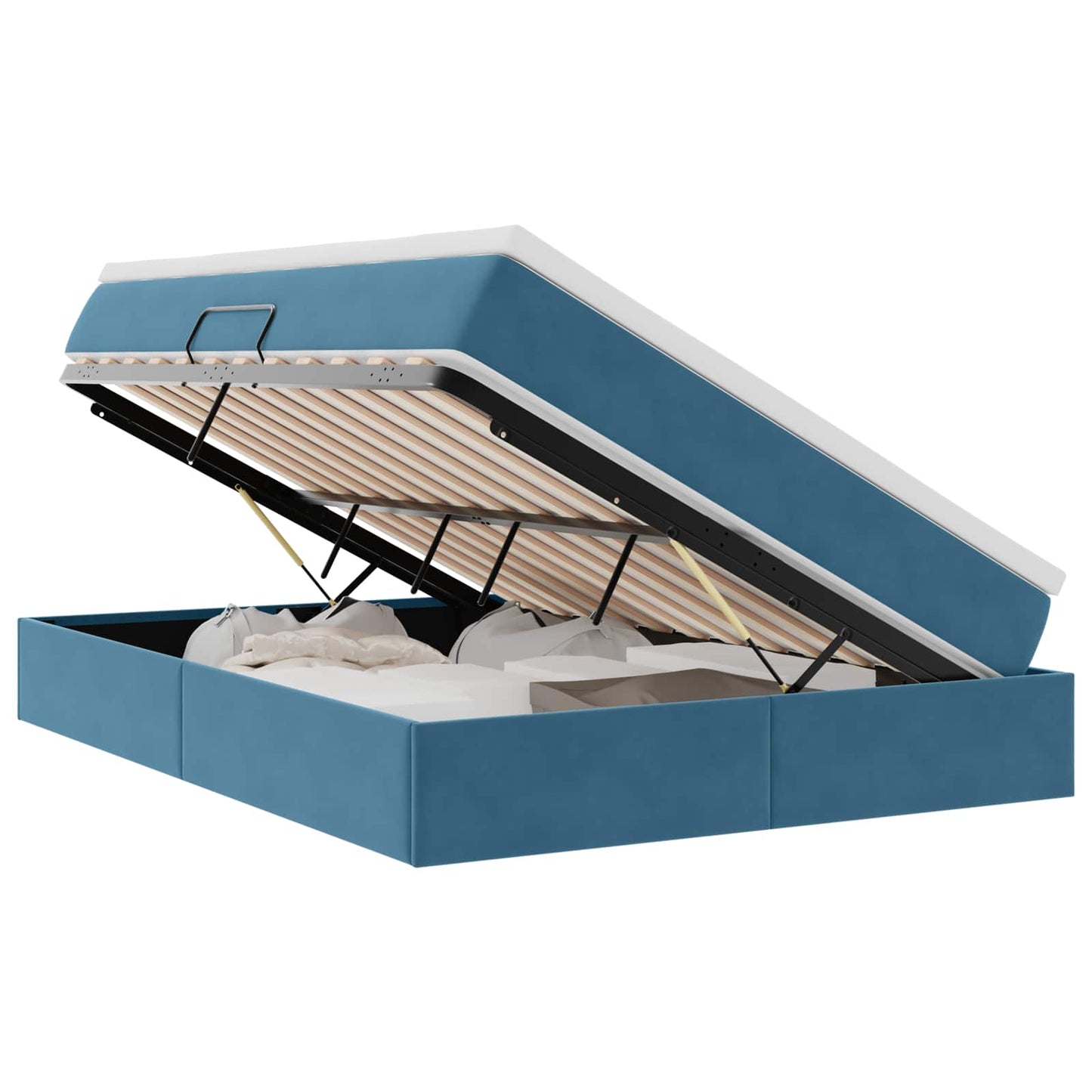 Letto con contenitore e materasso Blu Scuro 140 x 190 cm | homemem39