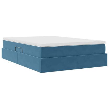 Letto con contenitore e materasso Blu Scuro 140 x 190 cm | homemem39