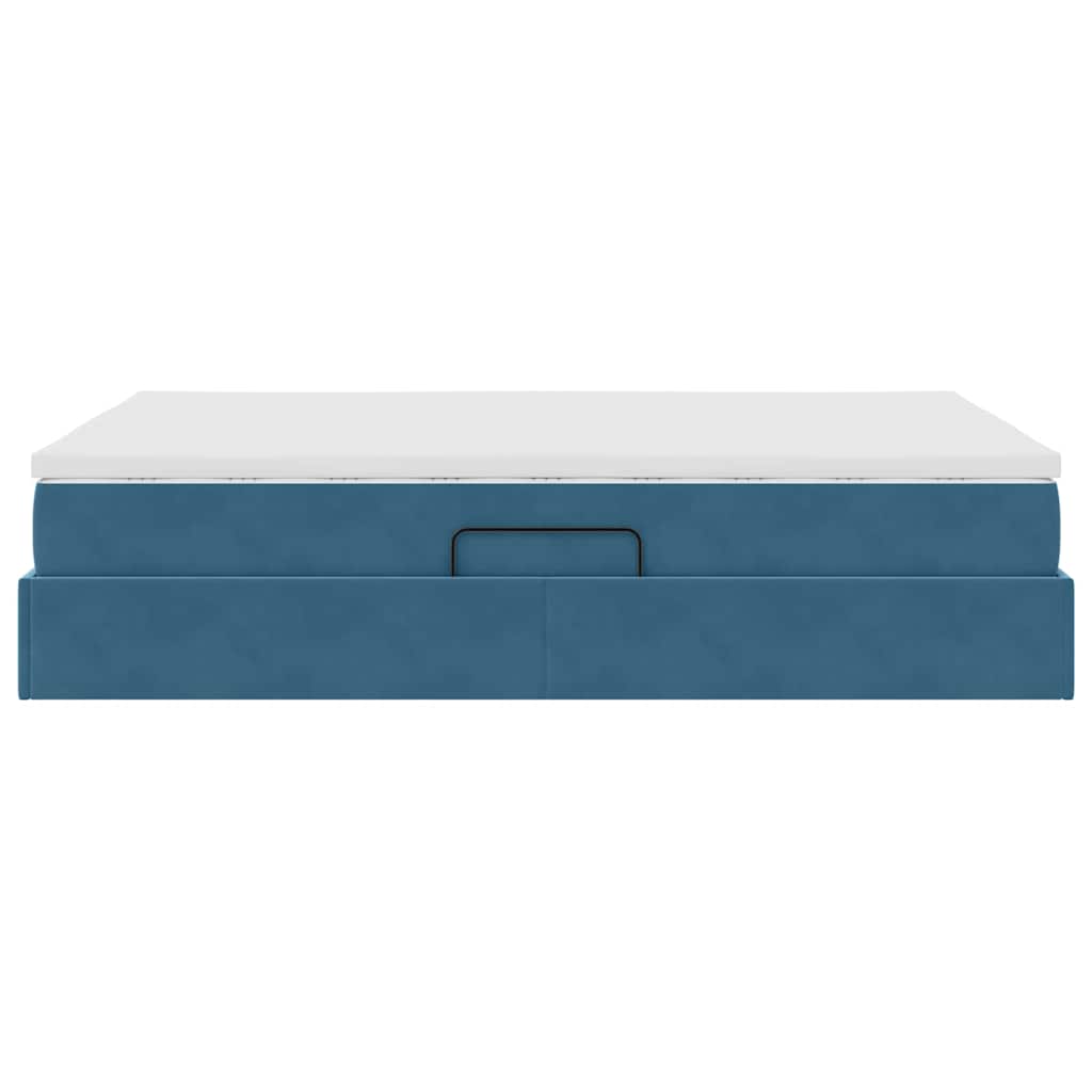 Letto con contenitore e materasso Blu Scuro 140 x 190 cm | homemem39