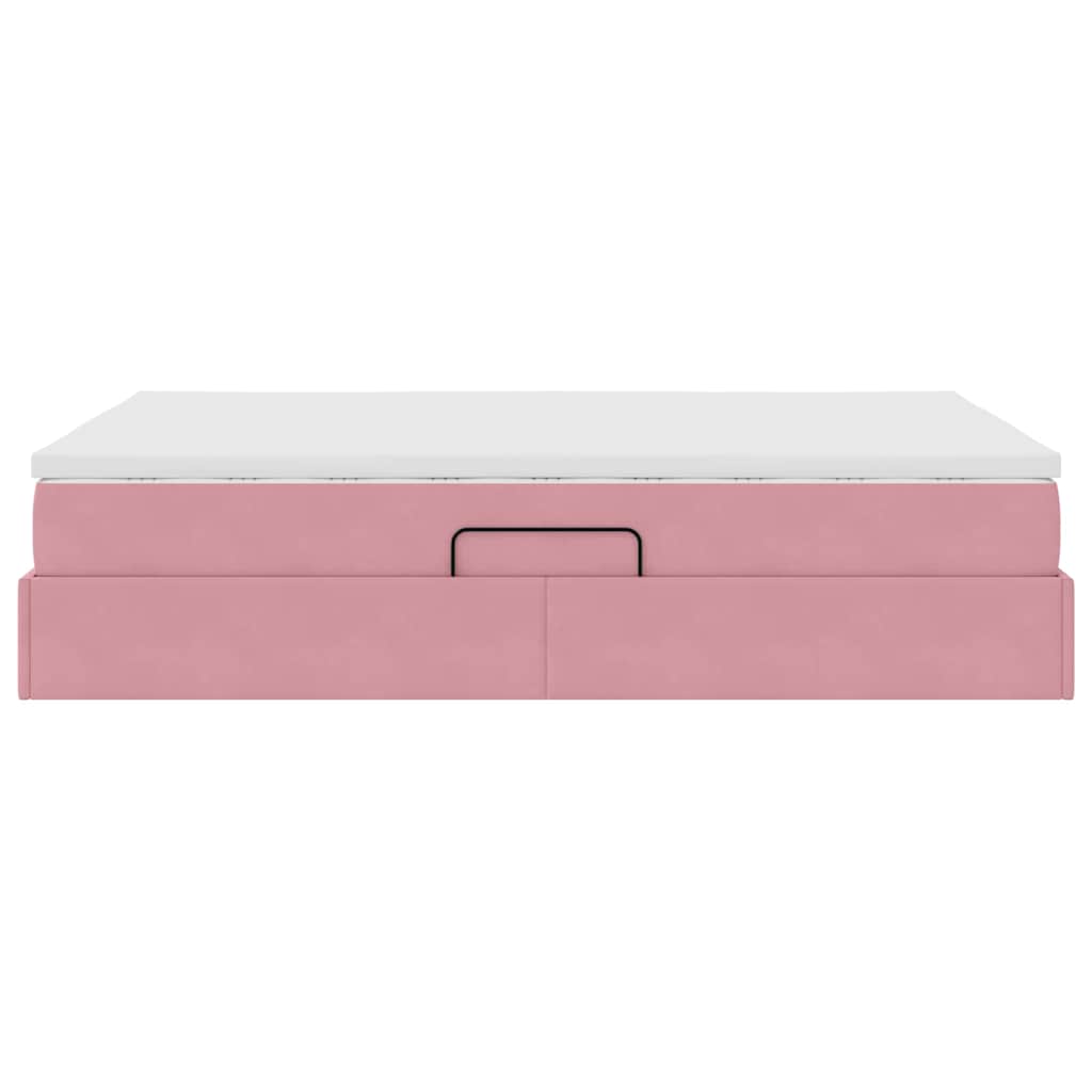 Letto con contenitore e materasso Rosa 140 x 190 cm Velluto | homemem39