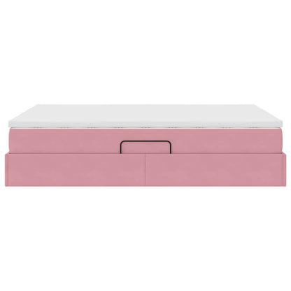 Letto con contenitore e materasso Rosa 140 x 190 cm Velluto | homemem39