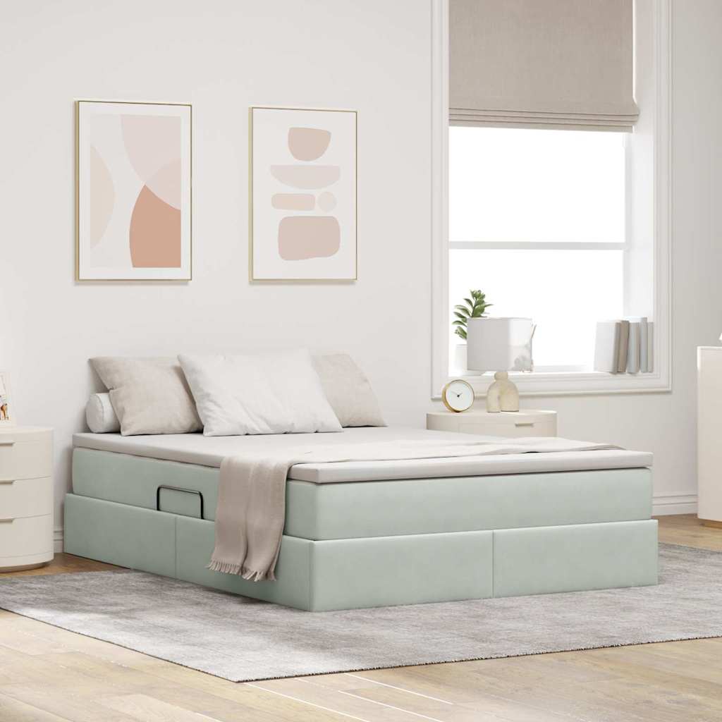 Letto con contenitore e materasso Grigio chiaro 140 x 200 cm | homemem39