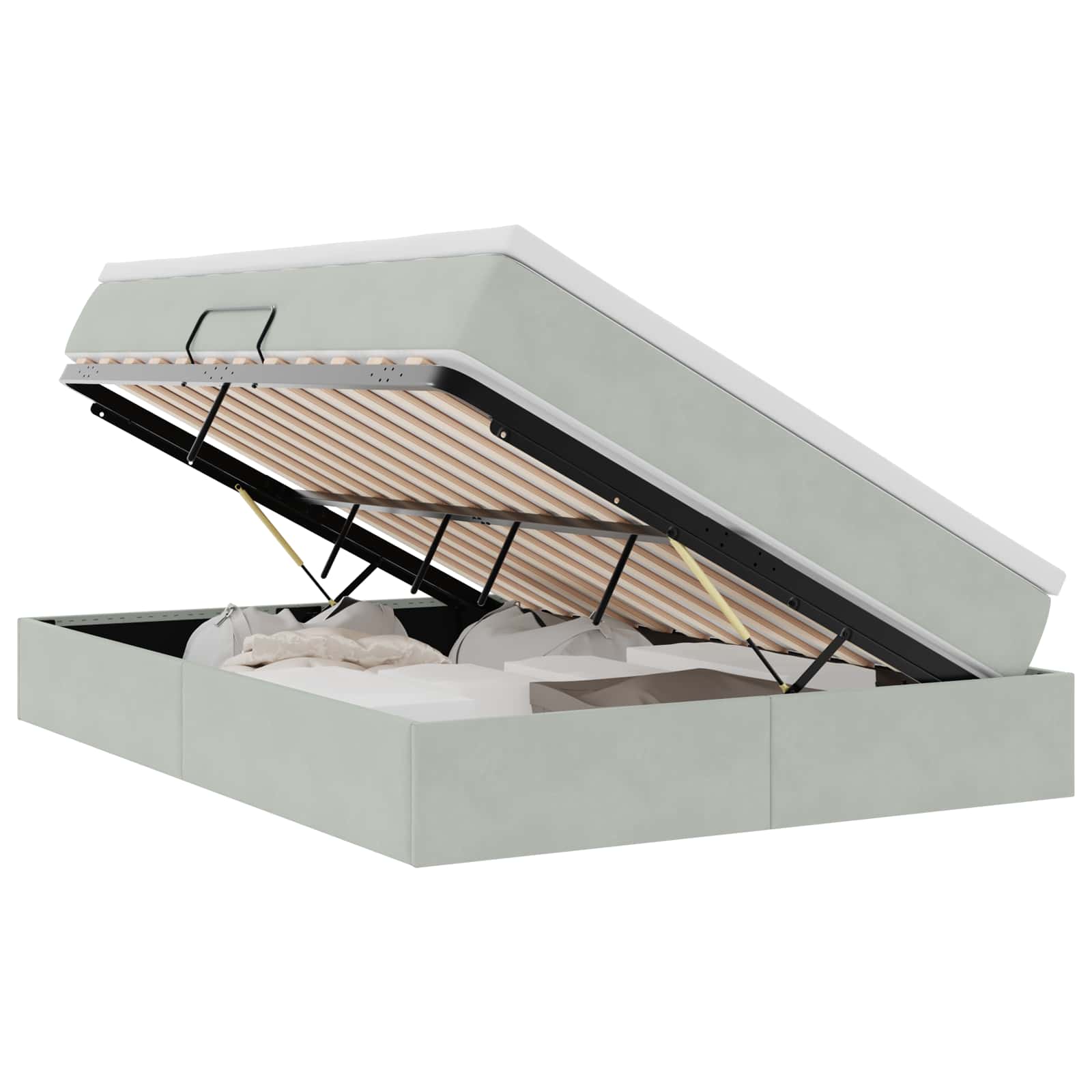 Letto con contenitore e materasso Grigio chiaro 140 x 200 cm | homemem39