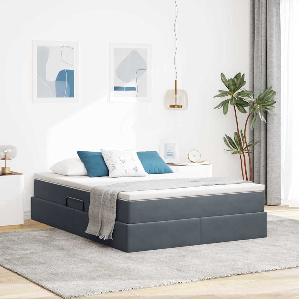 Letto con contenitore e materasso Grigio scuro 140 x 200 cm | homemem39