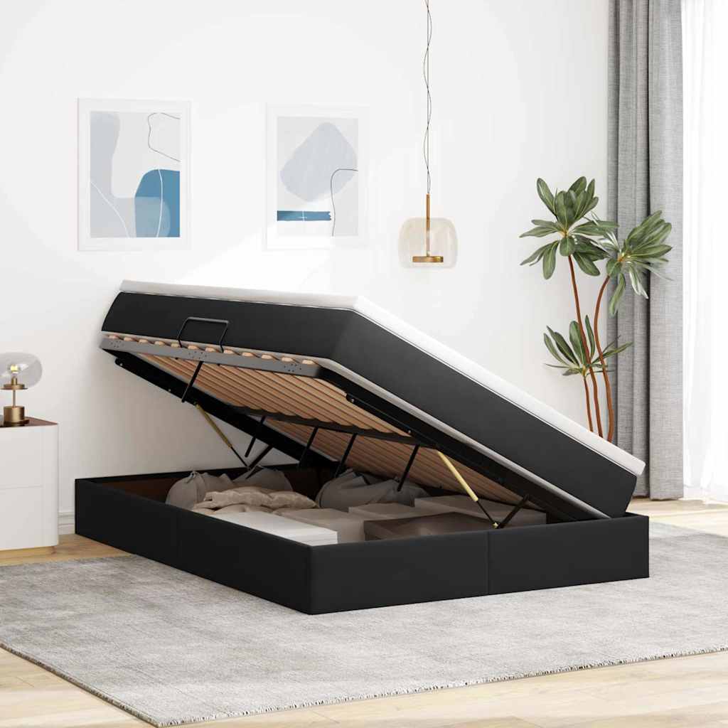 Letto con contenitore e materasso Nero 140 x 200 cm Velluto | homemem39