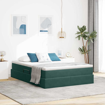 Letto con contenitore e materasso Verde Scuro 140 x 200 cm | homemem39