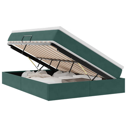 Letto con contenitore e materasso Verde Scuro 140 x 200 cm | homemem39