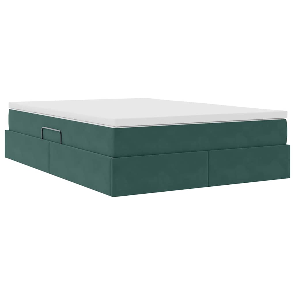 Letto con contenitore e materasso Verde Scuro 140 x 200 cm | homemem39