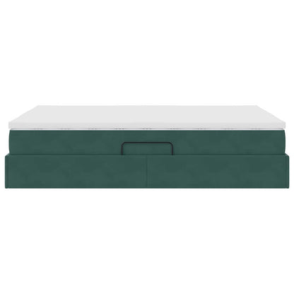 Letto con contenitore e materasso Verde Scuro 140 x 200 cm | homemem39