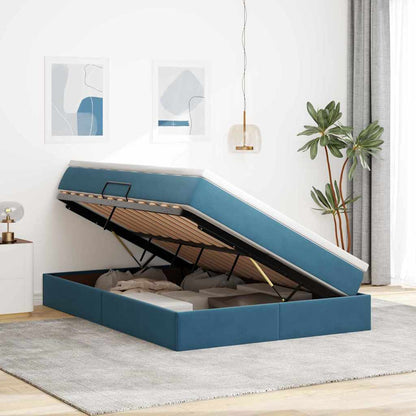 Letto con contenitore e materasso Blu Scuro 140 x 200 cm | homemem39