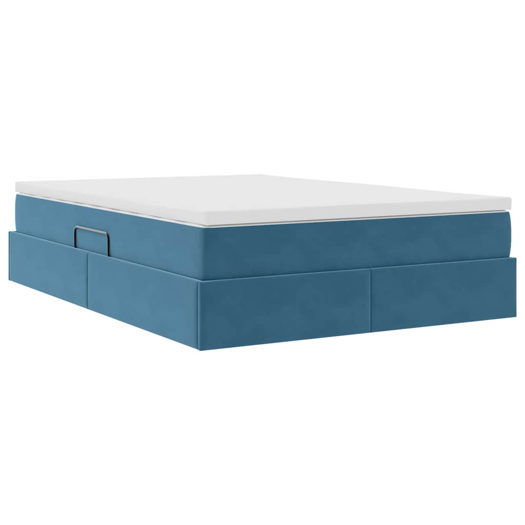 Letto con contenitore e materasso Blu Scuro 140 x 200 cm | homemem39