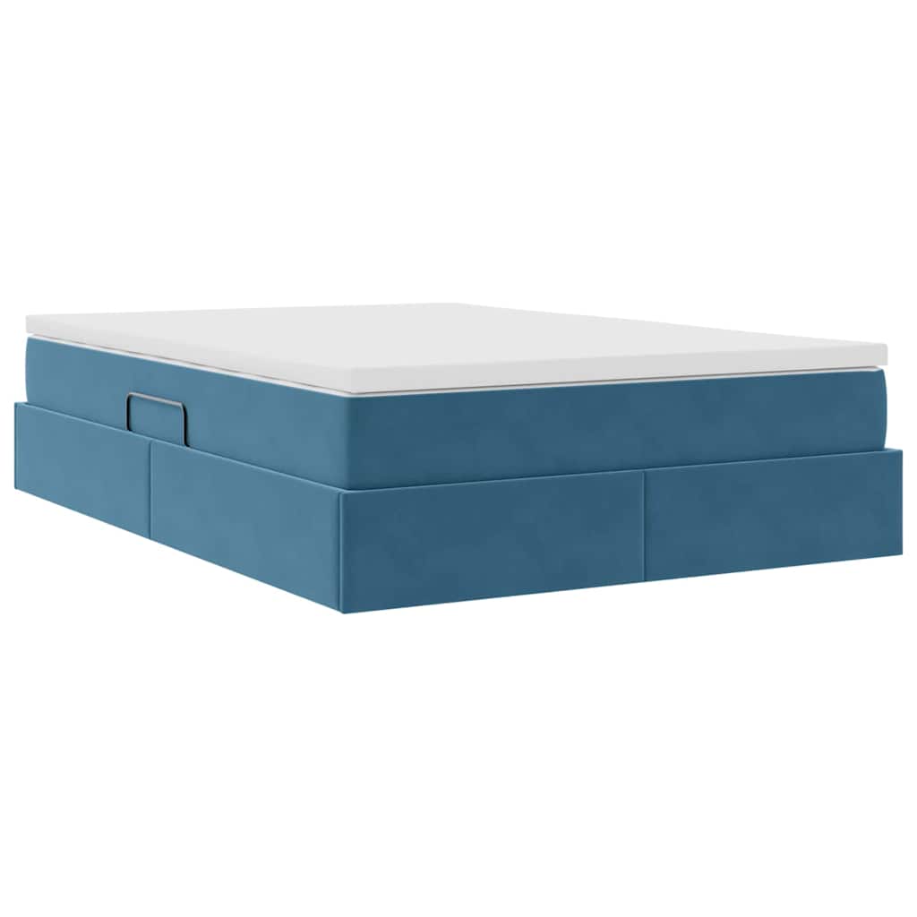 Letto con contenitore e materasso Blu Scuro 140 x 200 cm | homemem39
