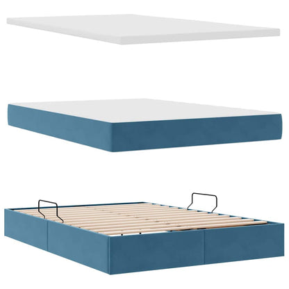 Letto con contenitore e materasso Blu Scuro 140 x 200 cm | homemem39