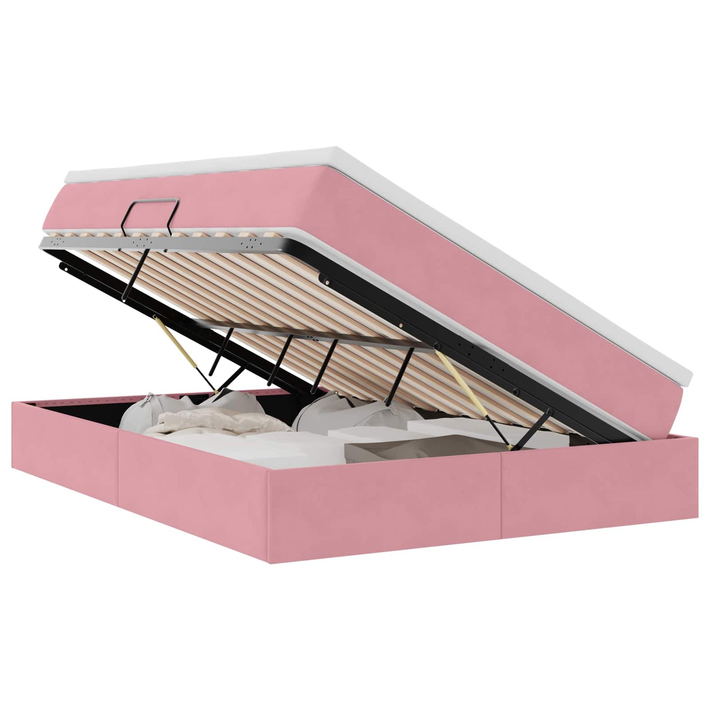 Letto con contenitore e materasso Rosa 140 x 200 cm Velluto | homemem39