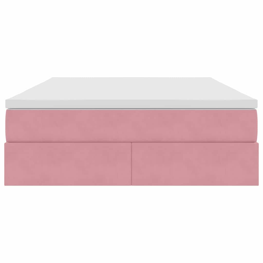 Letto con contenitore e materasso Rosa 140 x 200 cm Velluto | homemem39
