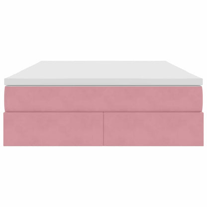 Letto con contenitore e materasso Rosa 140 x 200 cm Velluto | homemem39