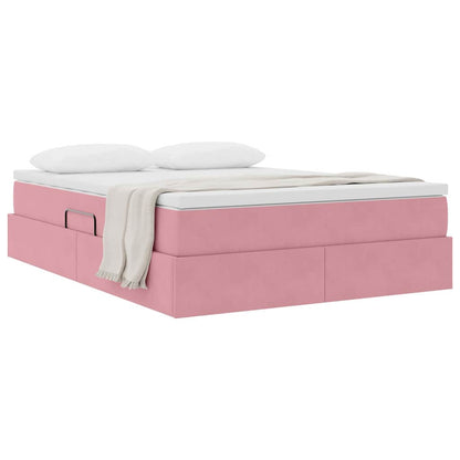 Letto con contenitore e materasso Rosa 140 x 200 cm Velluto | homemem39