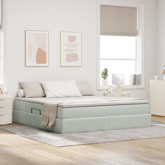 Letto con contenitore e materasso Grigio chiaro 160 x 200 cm | homemem39