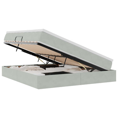 Letto con contenitore e materasso Grigio chiaro 160 x 200 cm | homemem39