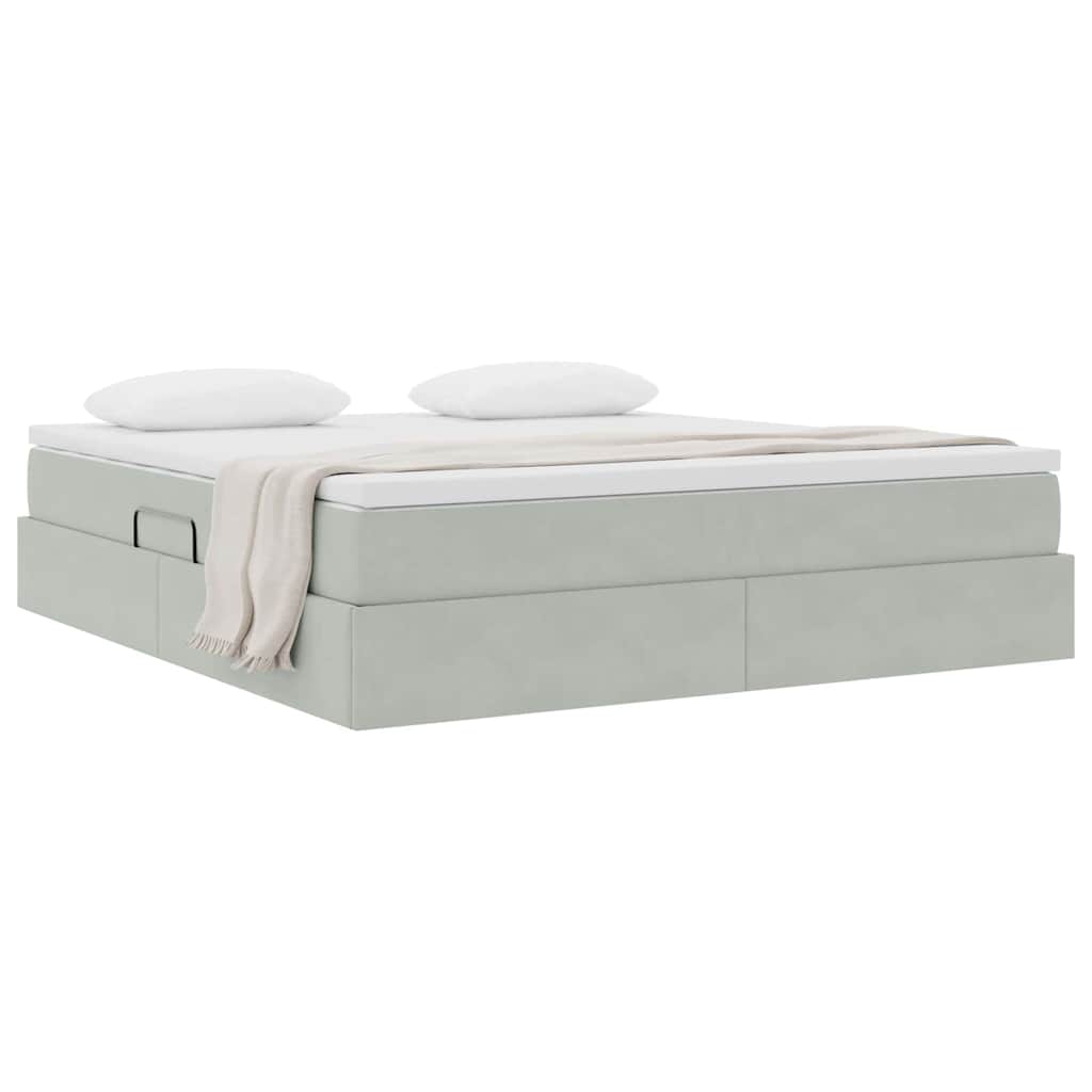 Letto con contenitore e materasso Grigio chiaro 160 x 200 cm | homemem39