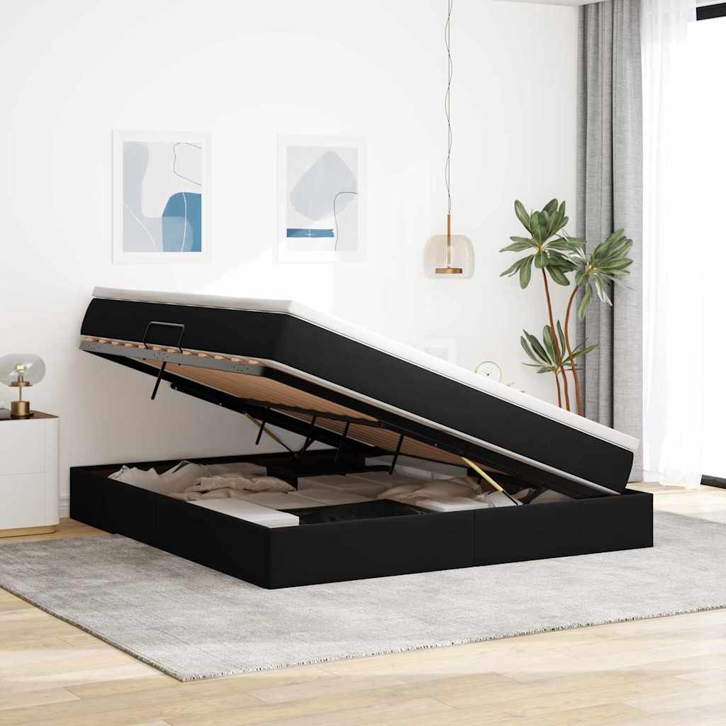 Letto con contenitore e materasso Nero 160 x 200 cm Velluto | homemem39