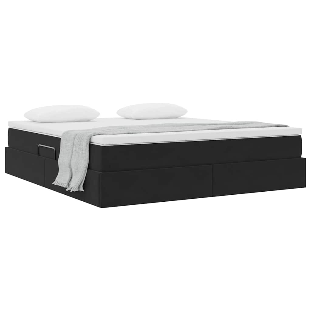 Letto con contenitore e materasso Nero 160 x 200 cm Velluto | homemem39