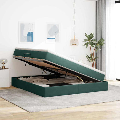 Letto con contenitore e materasso Verde Scuro 160 x 200 cm | homemem39