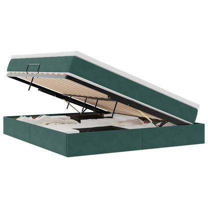 Letto con contenitore e materasso Verde Scuro 160 x 200 cm | homemem39