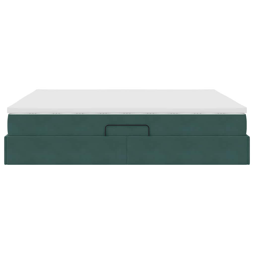 Letto con contenitore e materasso Verde Scuro 160 x 200 cm | homemem39