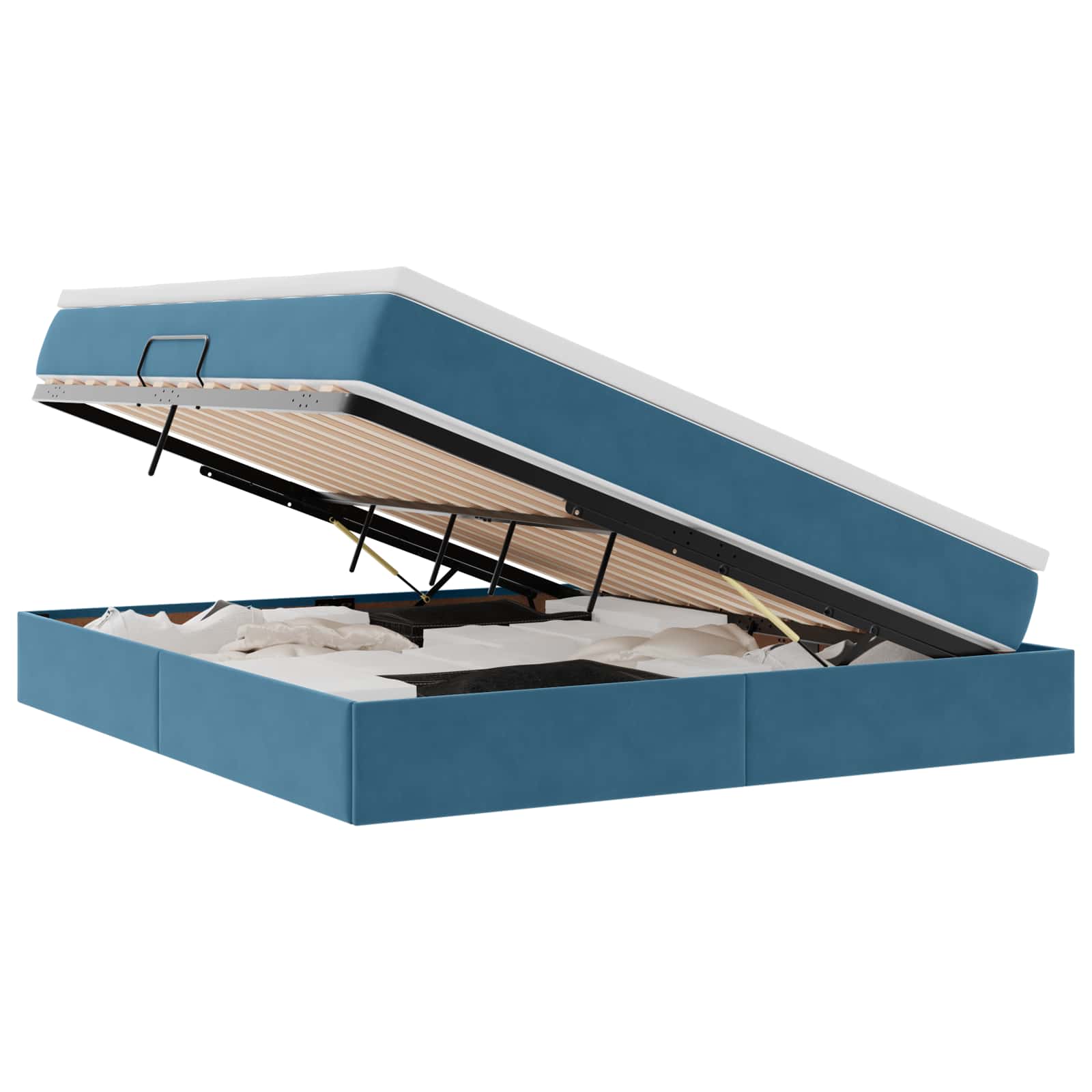 Letto con contenitore e materasso Blu Scuro 160 x 200 cm | homemem39