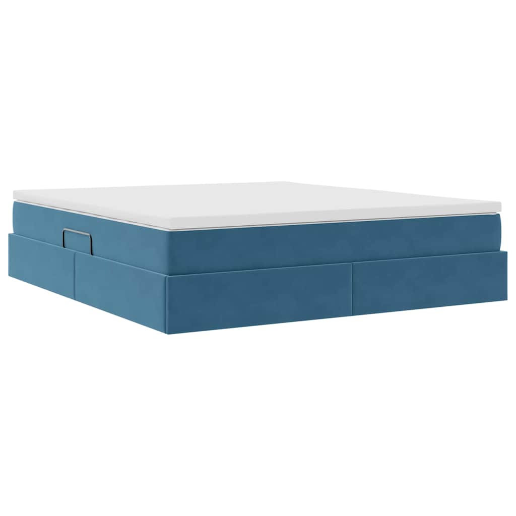 Letto con contenitore e materasso Blu Scuro 160 x 200 cm | homemem39