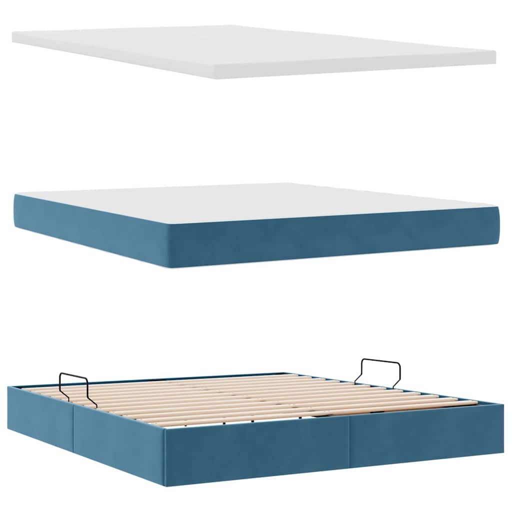 Letto con contenitore e materasso Blu Scuro 160 x 200 cm | homemem39