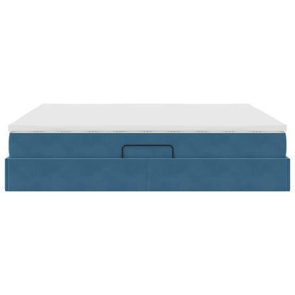 Letto con contenitore e materasso Blu Scuro 160 x 200 cm | homemem39