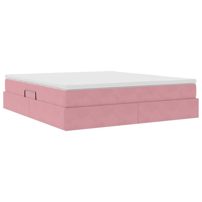 Letto con contenitore e materasso Rosa 160 x 200 cm Velluto | homemem39