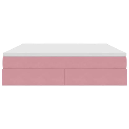 Letto con contenitore e materasso Rosa 160 x 200 cm Velluto | homemem39