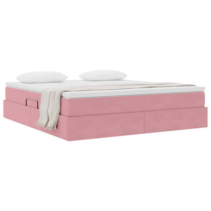 Letto con contenitore e materasso Rosa 160 x 200 cm Velluto | homemem39